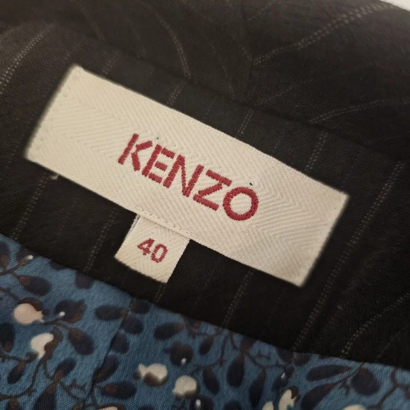 Kenzo Black Pinstripe Blazer with Floral Accents - Picture 5 of 6